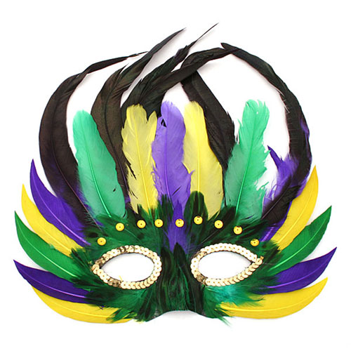 500x500 Feathered Mardi Gras Mask