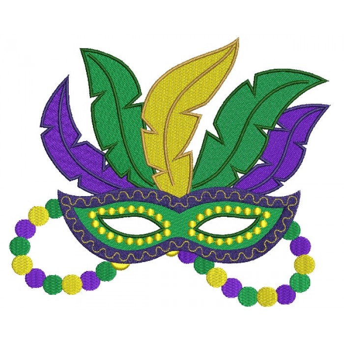 700x700 Gras Mask With Beads And Feathers Filled Machine Embroidery