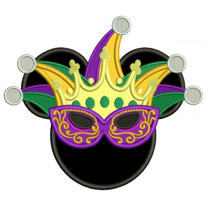 700x700 Like Mickey Wearing Mardi Gras Mask Applique Machine Embroidery