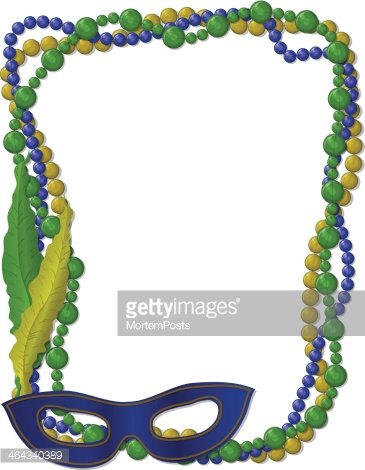 365x470 Mardi Gras Beads Frame With Mask Stock Vectors