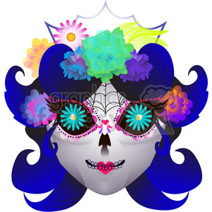 300x300 Royalty Free Day Of The Dead Female Skull Character Illustration