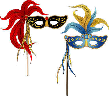 380x338 Vector Illustration Of Two Masqurade Ball, Mardi Gras Party Masks