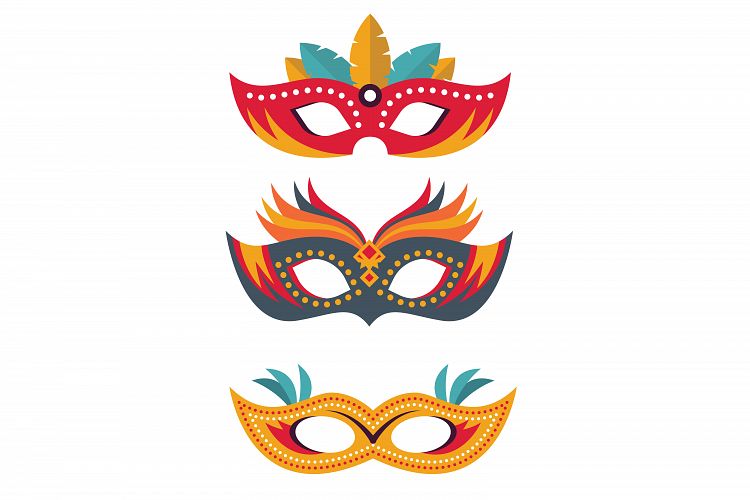 750x500 Mardi Gras Masks,carnival Masks,circus Design Bundles
