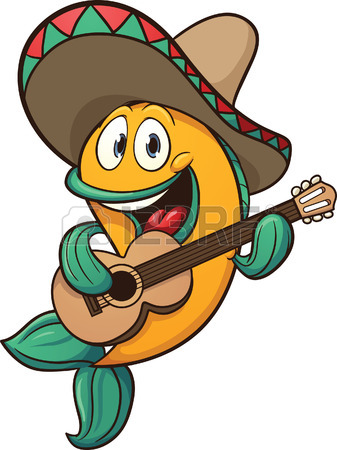 337x450 Mariachi Fish Singing With Guitar Vector Clip Art Illustration