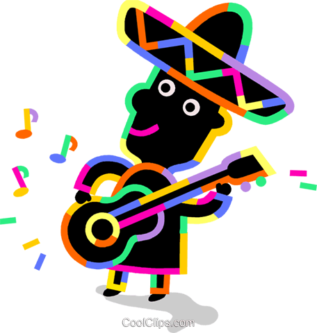 456x480 Mariachi Guitar Player Royalty Free Vector Clip Art Illustration