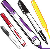 170x167 Clipart Of Marker Pens With A Colored Area In Various Color