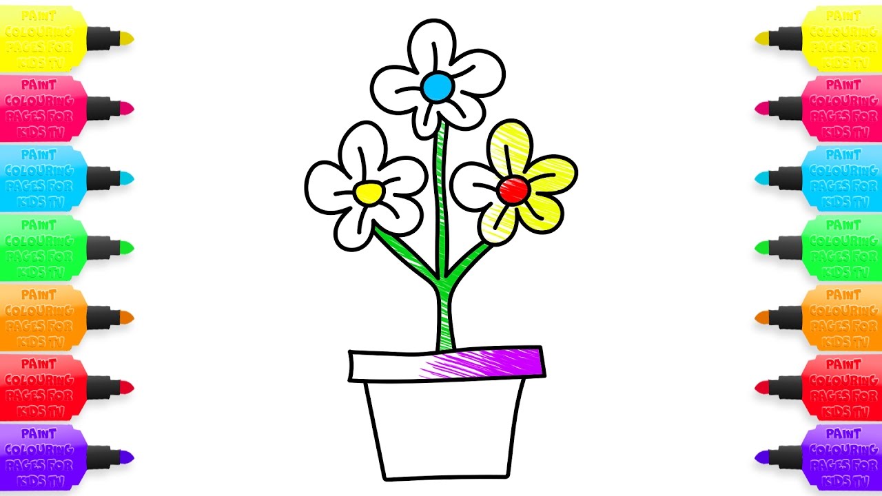 1280x720 Coloring Potted Plants How To Draw Flowers Art Colours