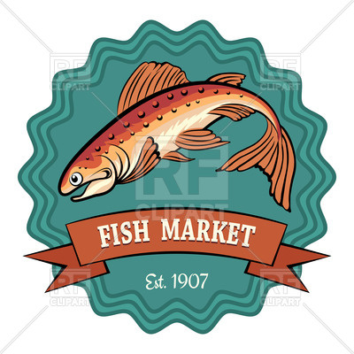 400x400 Fish Market Badge Or Emblem Royalty Free Vector Clip Art Image