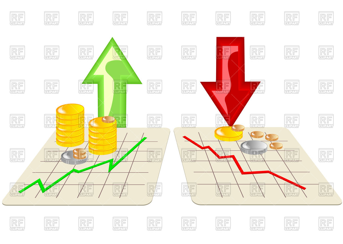 1200x855 Stock Market Graph Icons With Arrows Royalty Free Vector Clip Art