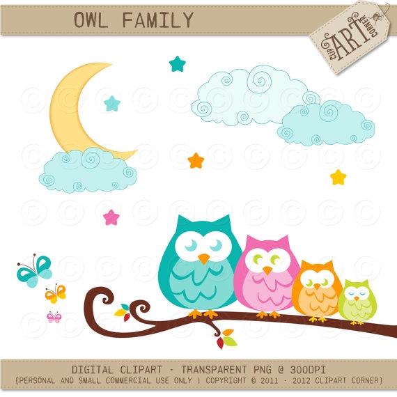 570x570 Owl Family On A Branch