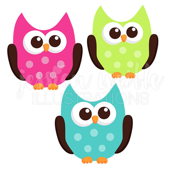 600x600 Owl Friend Cute Digital Clipart, Hot Pink And Teal Owl Clip Art