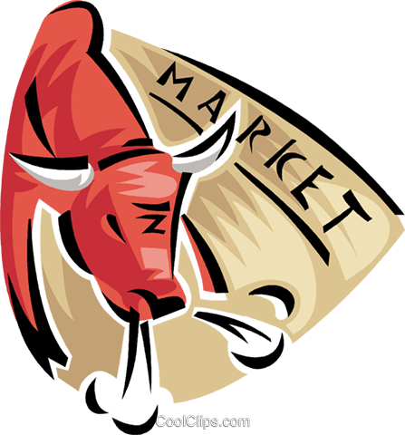 447x480 Bull Stock Market Royalty Free Vector Clip Art Illustration