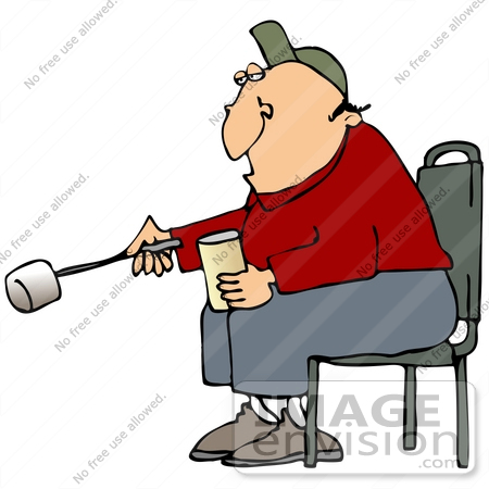 450x450 Clip Art Graphic Of A Caucasian Guy Sitting By A Campfire