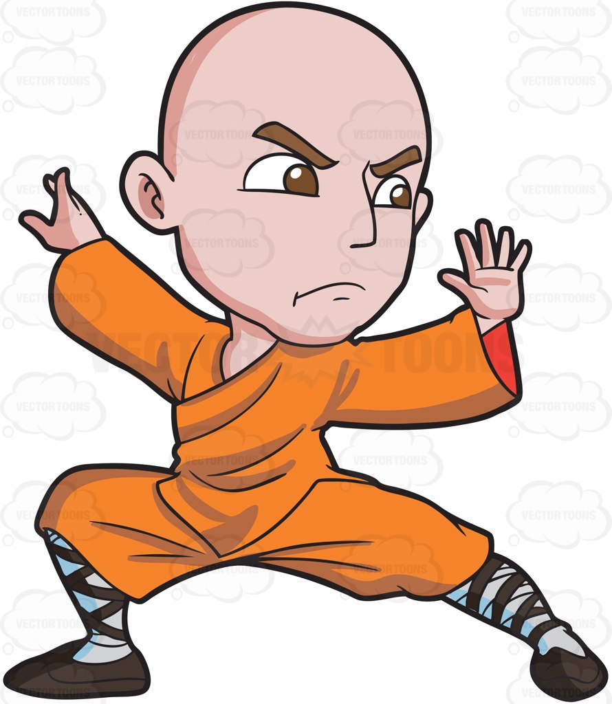 890x1024 A Shaolin Man Doing A Kung Fu Stance Cartoon Clipart