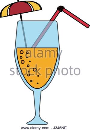 300x435 Martini Cocktail Glass Illustration With Umbrella And Lemon Slice