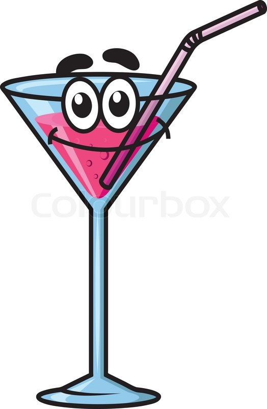 524x800 Cartoon Happy Cocktail Character With Straw, Face, Smiling Mouth