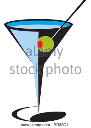 300x420 Drawing Glass Cocktail Martini With Olive Stock Vector Art