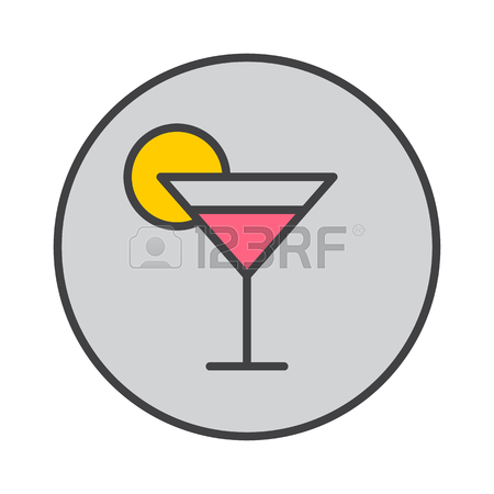450x450 Cocktail Glass Filled Outline Icon, Round Colorful Vector Sign