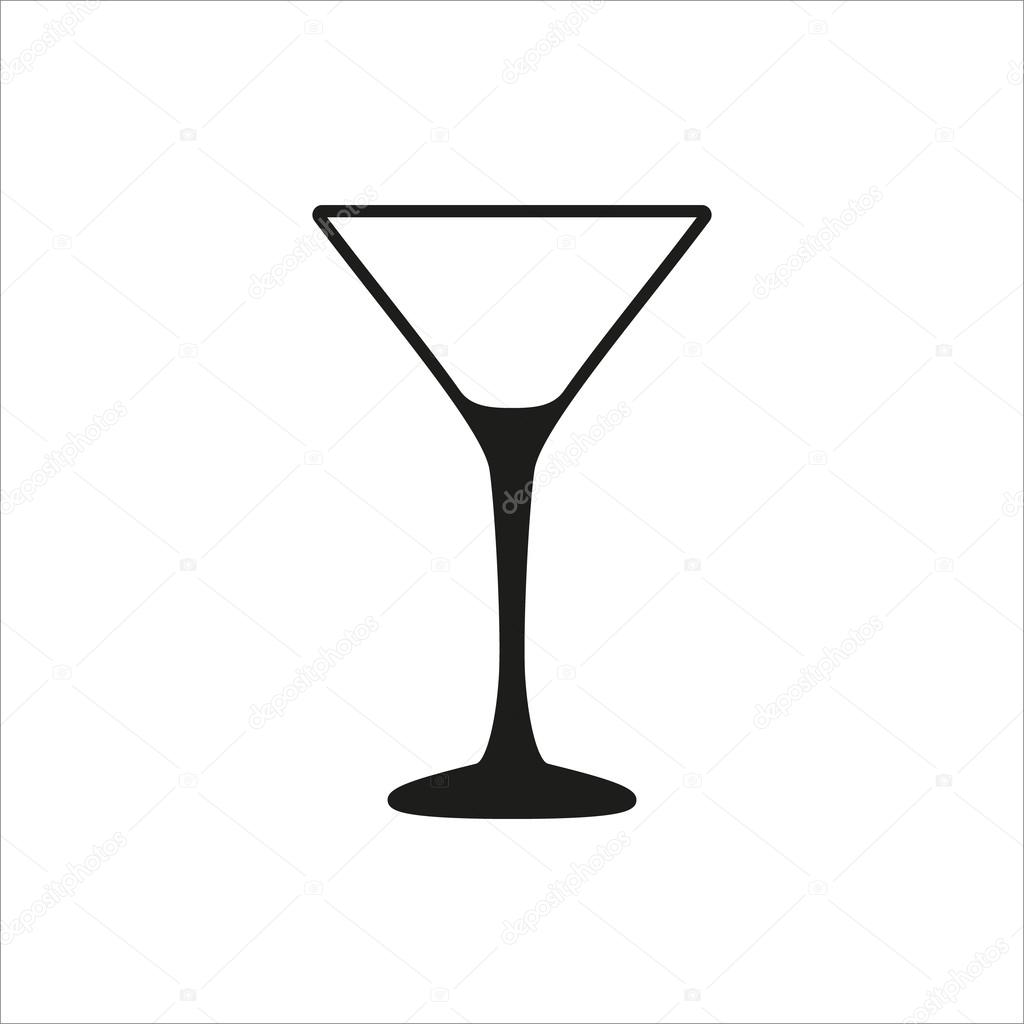 1024x1024 Empty Transparent Martini Glass Cup Icon In Simple Monochrome