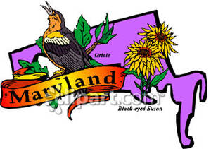 300x211 State Of Maryland With State Symbols Of The Oriole And The Black