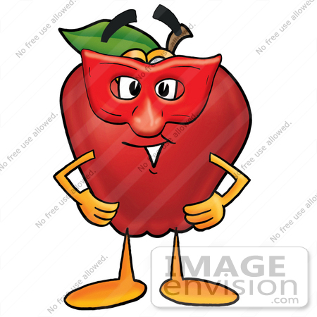 450x450 Clip Art Graphic Of A Red Apple Cartoon Character Wearing A Red
