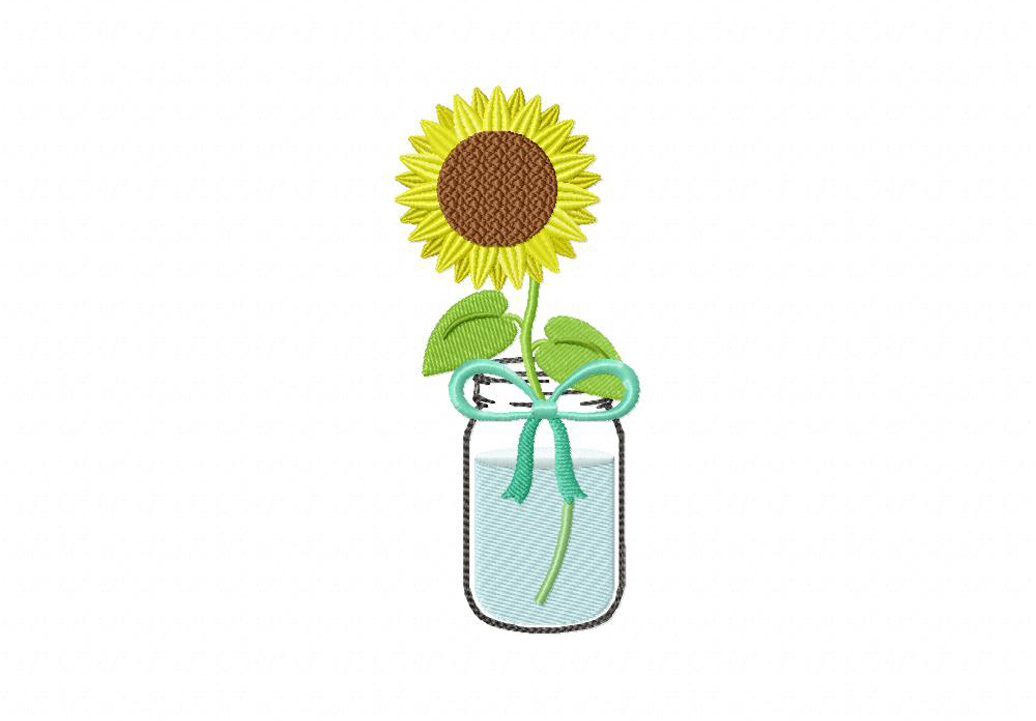 1036x721 Mason Jar Sunflower Machine Embroidery Design Daily Embroidery