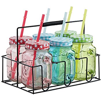 350x350 Vonshef Mason Jar Set Of 6 Coloured Glass Drinking Jars Includes