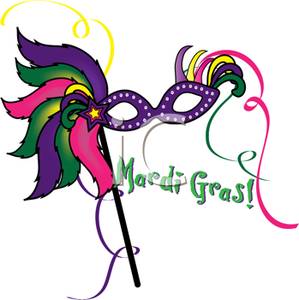 299x300 Purple Masquerade Mask With Mardi Gras! Text Clipart