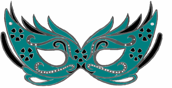 600x307 Teal Masquerade Mask Clip Art
