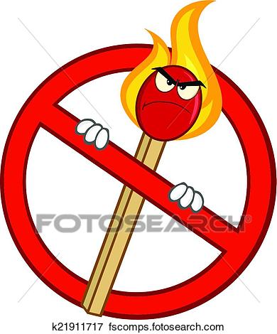 390x470 Clip Art Of Stop Sign With Angry Match Stick K21911717
