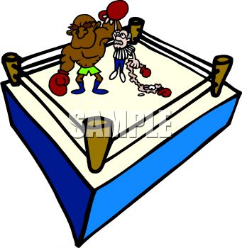 341x350 Cartoon Of A Boxer Winning A Boxing Match Clip Art
