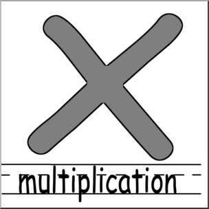 304x304 Clip Art Math Symbols Set 2 Multiplication Grayscale Labeled I
