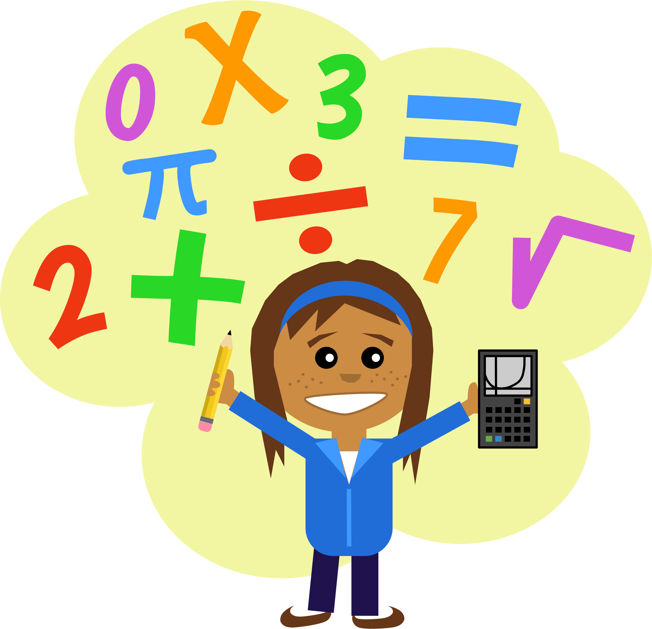 2254x2174 Kids Thinking Math Clipart