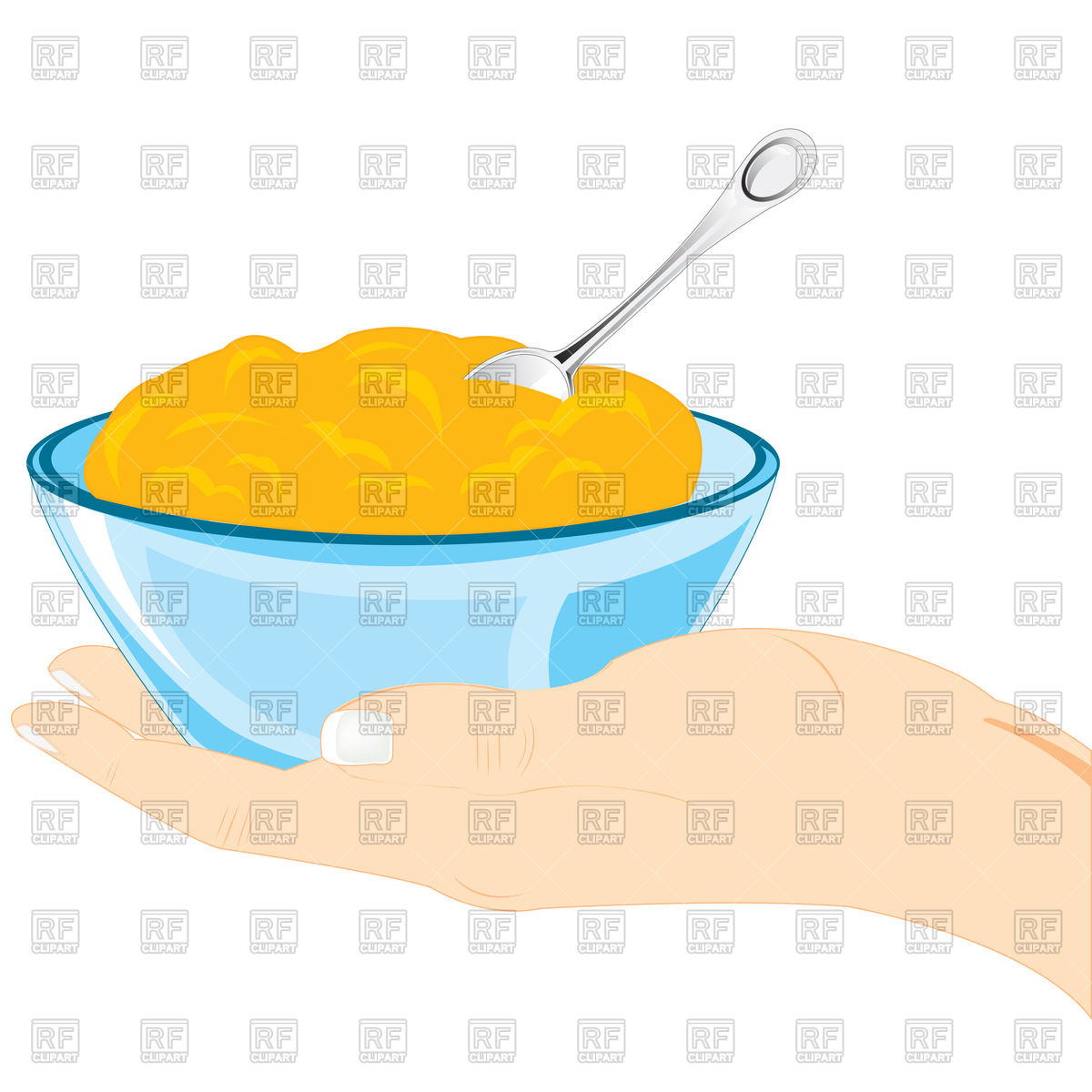 1200x1200 Hand With Plate Of Meal Royalty Free Vector Clip Art Image