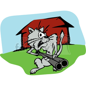 300x300 Royalty Free Mean Old Farmer Cat Holding A Shotgun 377084 Vector
