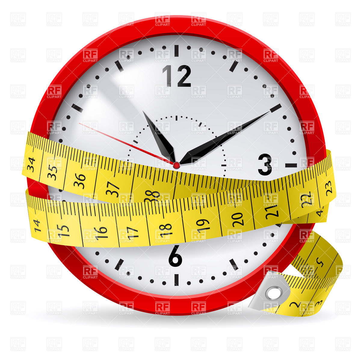 1200x1200 Clock With Measuring Tape Royalty Free Vector Clip Art Image