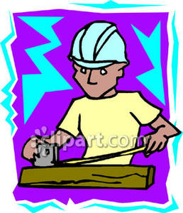 258x300 Construction Worker Measuring A Piece Of Wood