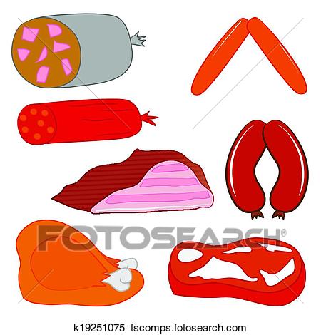 450x470 Clipart Of Pork Meat And Salami K19251075