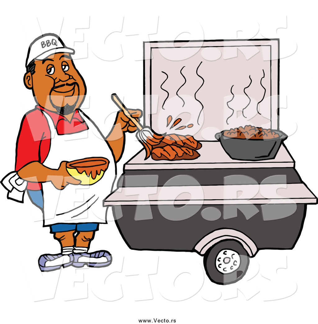 1024x1044 Vector Of Black Male Chef Brushing Bbq Sauce Over Meat On