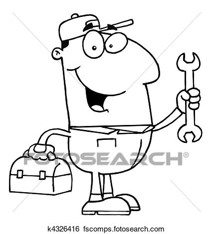 427x470 Clip Art Of Mechanic Guy K4326416