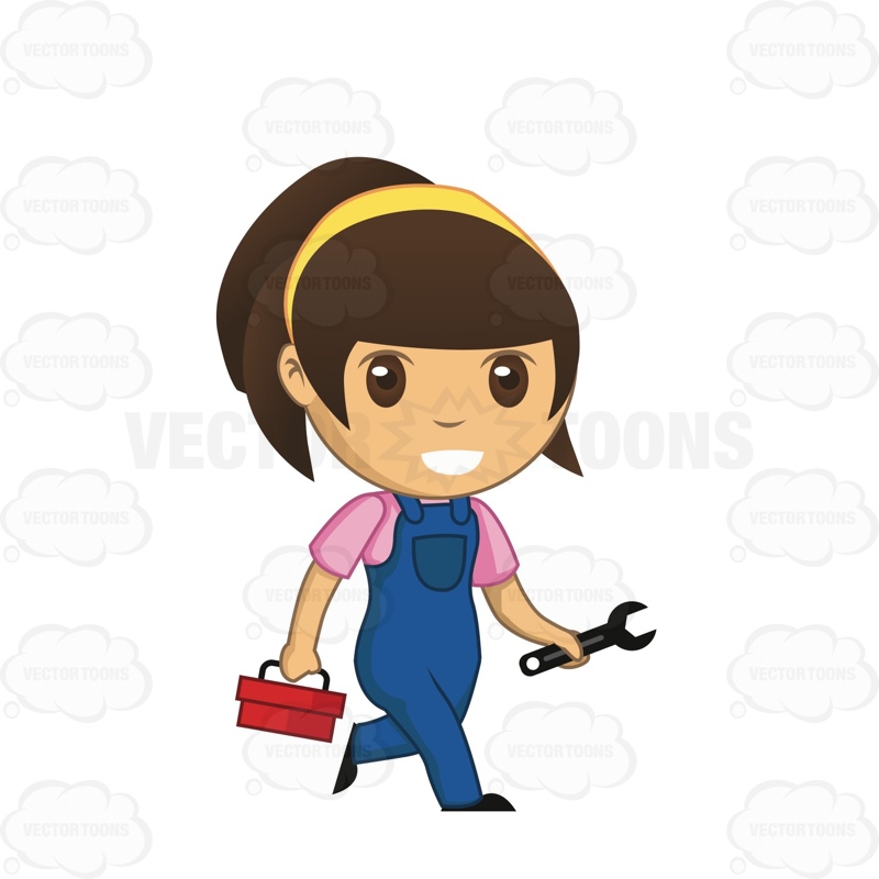 800x800 Female Mechanic Holding A Wrench And Tool Box
