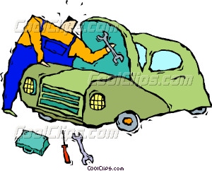 300x242 Mechanic Fixing A Car Vector Clip Art