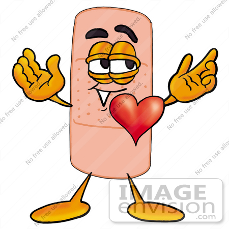 450x450 Clip Art Graphic Of A Bandaid Bandage Cartoon Character With His