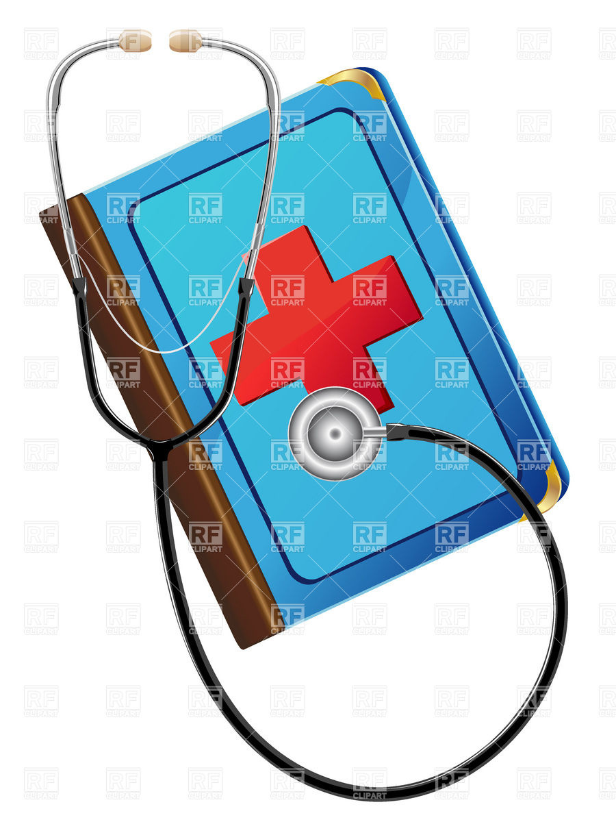 900x1200 Medical Book And Stethoscope Royalty Free Vector Clip Art Image