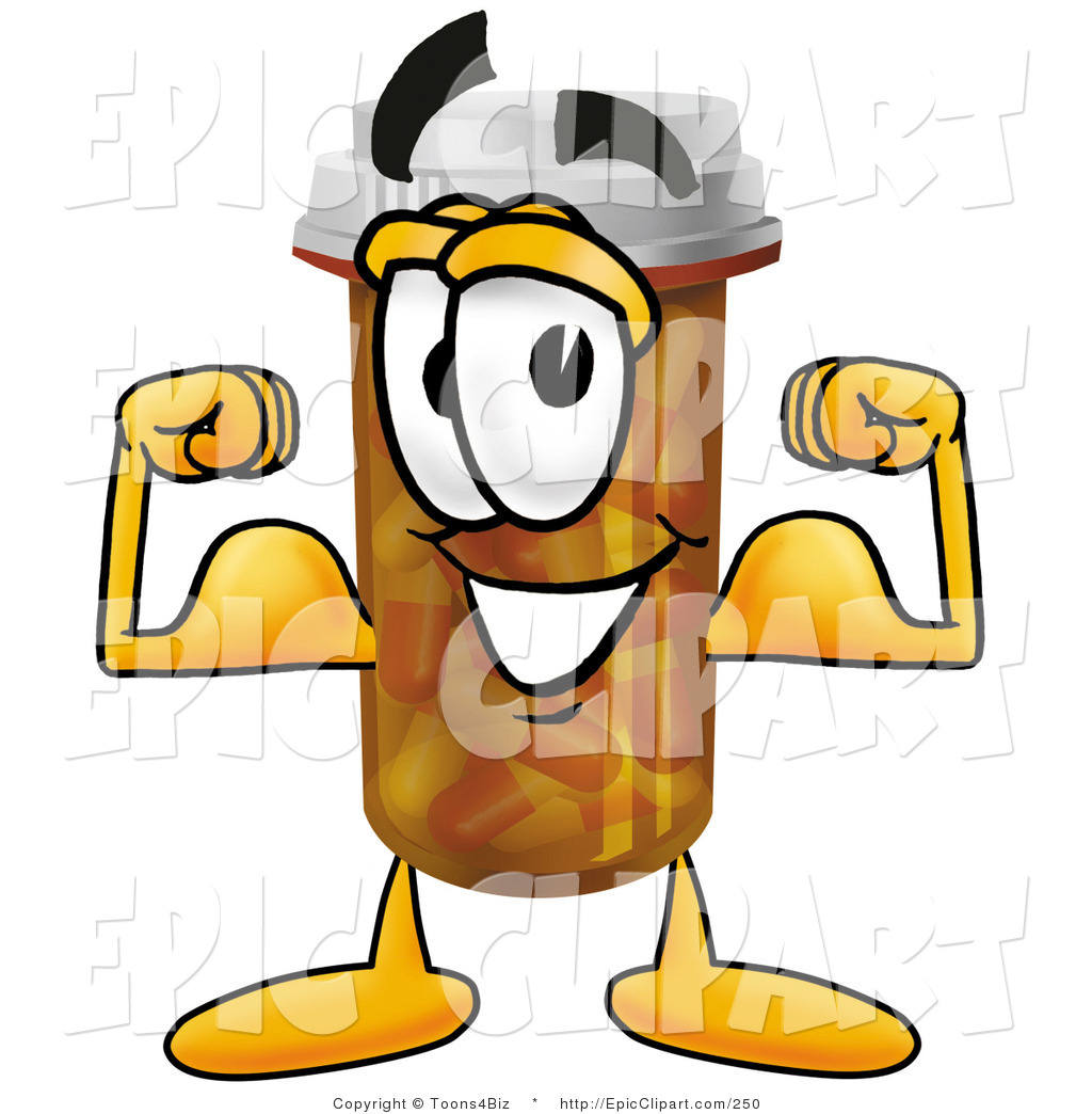 1024x1044 Clip Art Of A Medicine Bottle Mascot Cartoon Character Flexing His