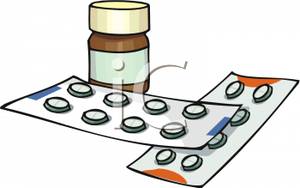 300x188 Pill Bottle And Two Packs Of Medicine Clip Art Image