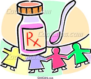 300x260 Medicine Bottle And Spoon Vector Clip Art