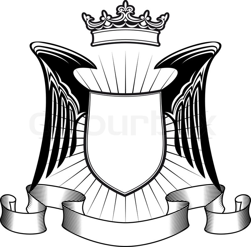 800x785 Heraldry Shield With Angel Wings And Ribbons For Medieval Design