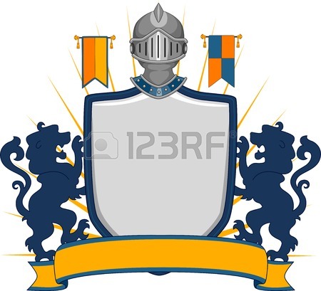450x409 Banner Illustration Featuring A Shield With A Medieval Design