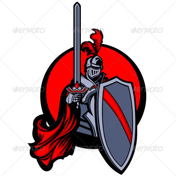 590x590 Medieval Knight With Sword And Shield Vector Masco By Chromaco